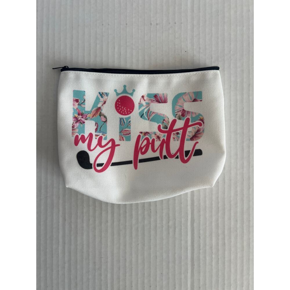 COSMETIC BAG KISS MY PUTT GOLF SMALL FOR GOLF BAG WOMENS MUTLI PURPOSE POUCH